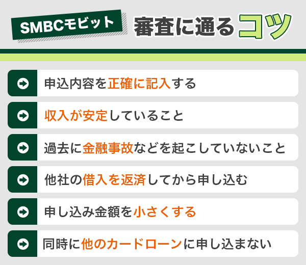 ＳＭＢＣモビットの審査に通るコツを紹介している画像