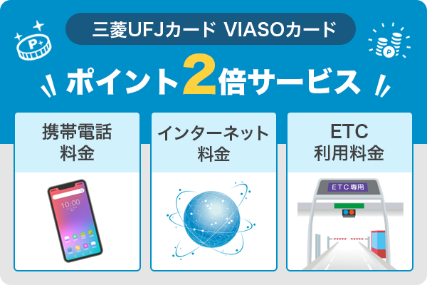 三菱UFJカードVIASOカードのポイントが2倍になる利用サービス